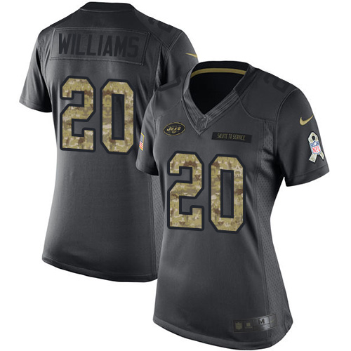 Women's Limited Marcus Williams Nike Jersey Black - #20 2016 Salute to Service NFL New York Jets